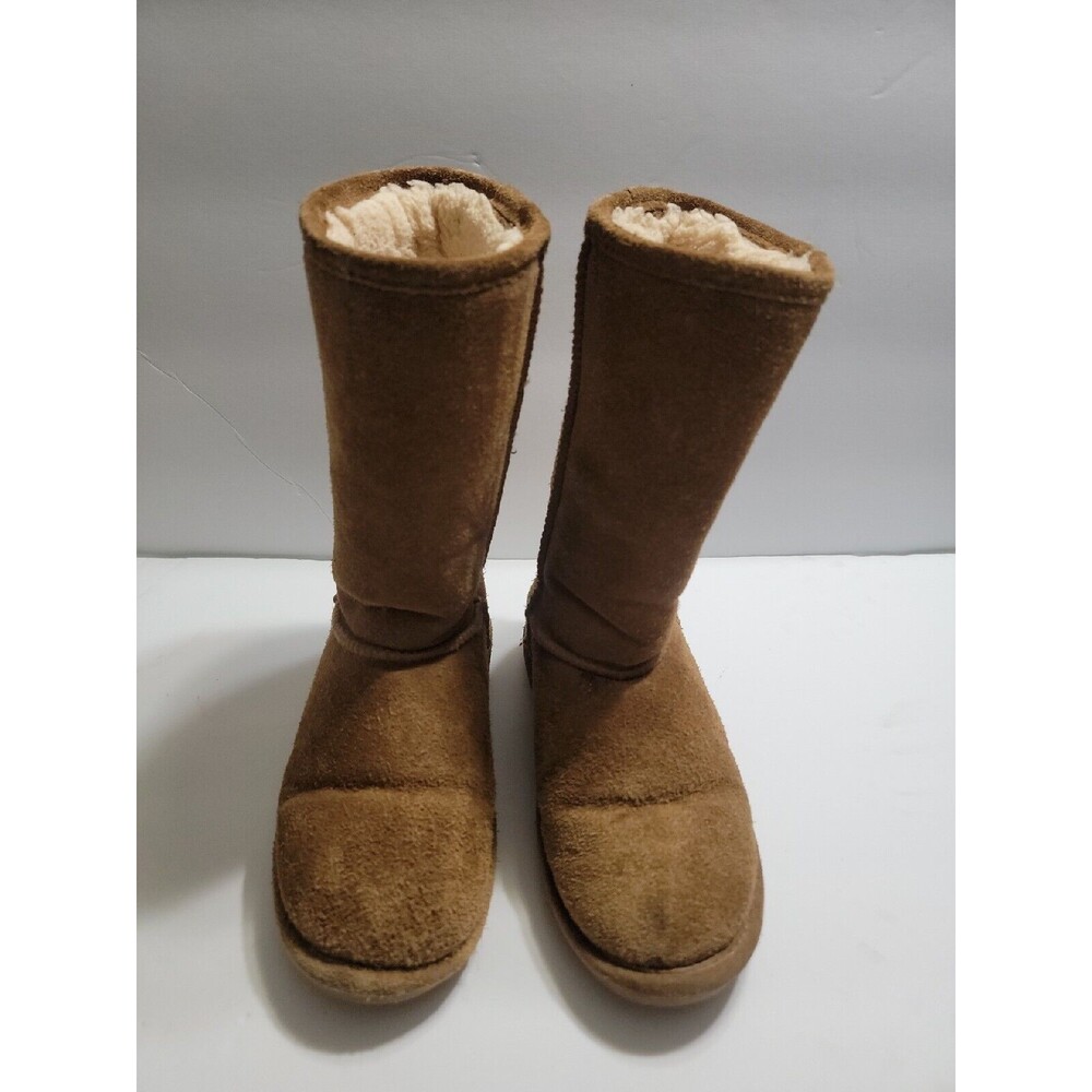 BearPaw Pull on boots brown suede upper fur lining Youth size 2